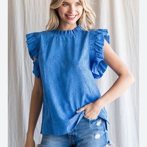 Jodifl blue polka dot shirt